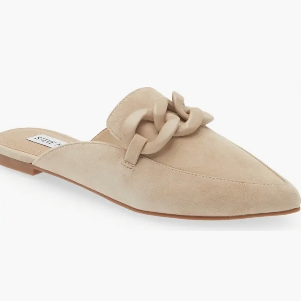 Steve Madden Beige Suede Chain Mules